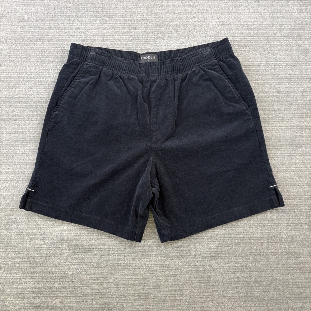 Goodlife Corduroy Shorts Mens Medium Black Elastic Waist 6" Inseam Casual NWT